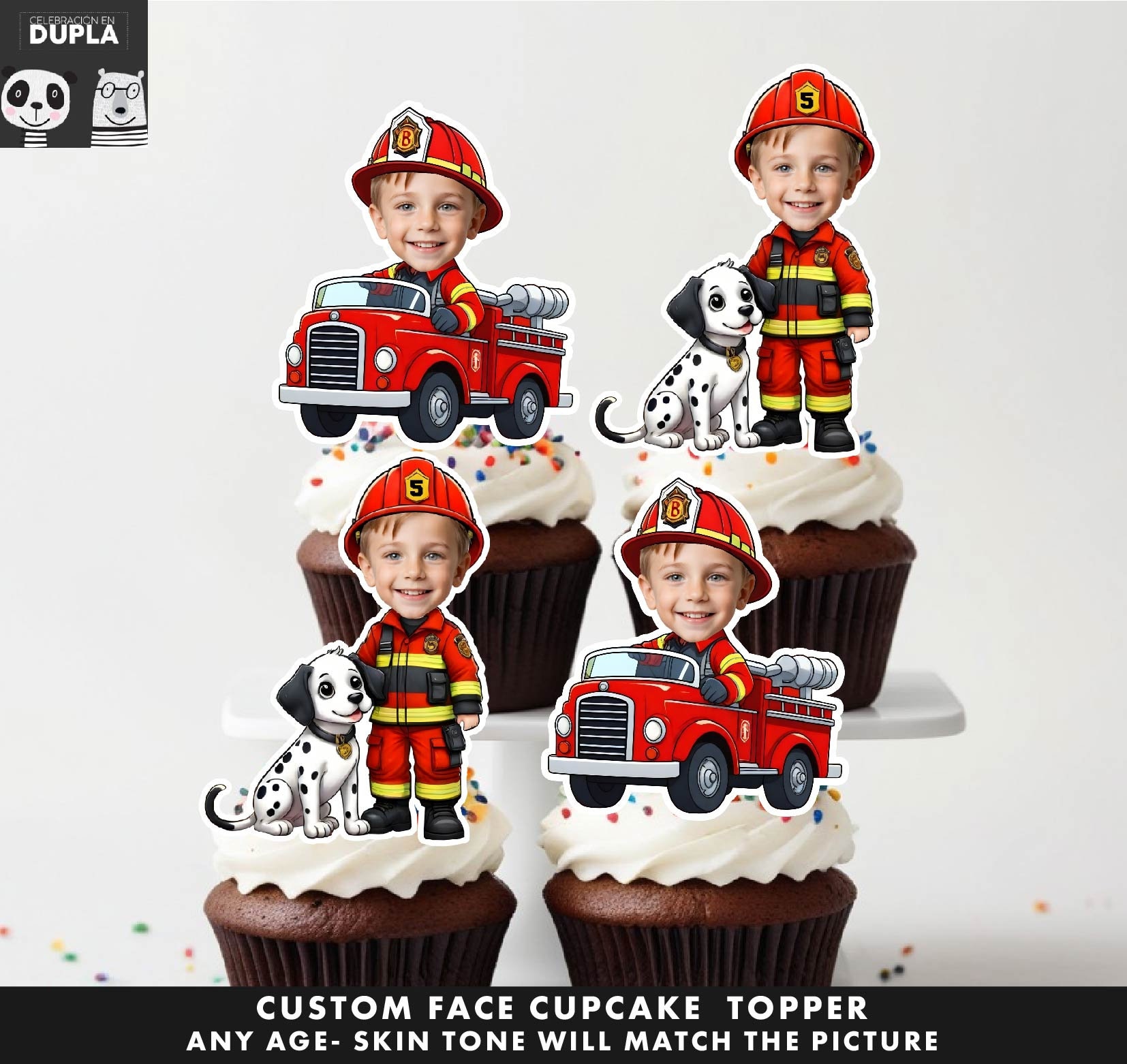 Fire Fighter Topper Firefighter Cupcake Toppers - Face Cupcake Topper -custom Face- Cupcake ...