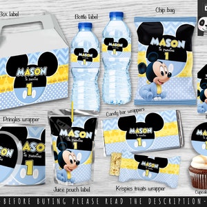 Mickey Mouse baby Party Bundle - printable Party Bundle- chip bag - personalized Party Bundle