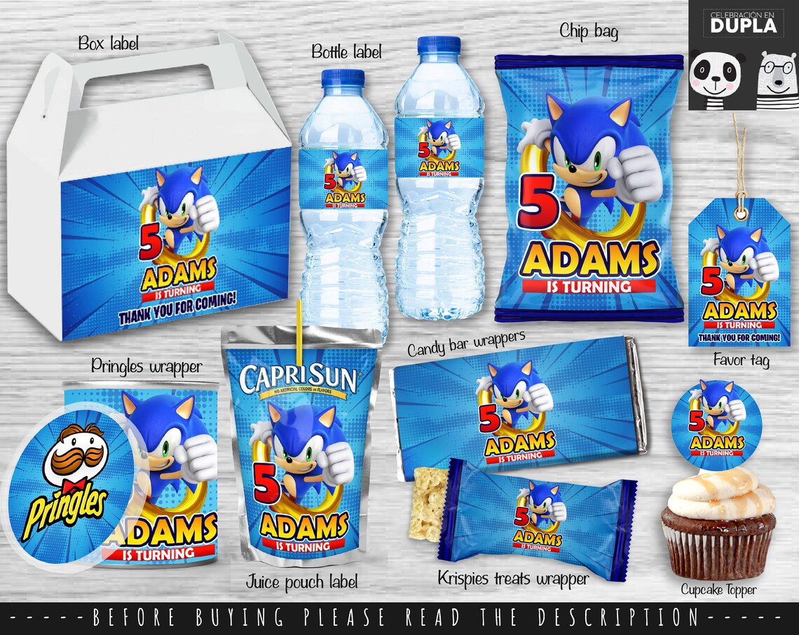 Sonic Party Bundle Printable Party Bundle Chip Bag Personalized Party Bundle - Etsy