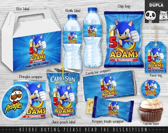 Sonic Party Bundle - printable Party Bundle- chip bag - personalized Party Bundle