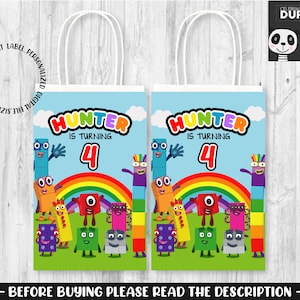 NumberBlocks Bag front label - printable Bag front label - personalized Bag front label