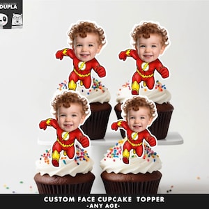 Superhero Cupcake Toppers - Face cupcake topper -Custom Face- cupcake Topper- Topper Birthday party