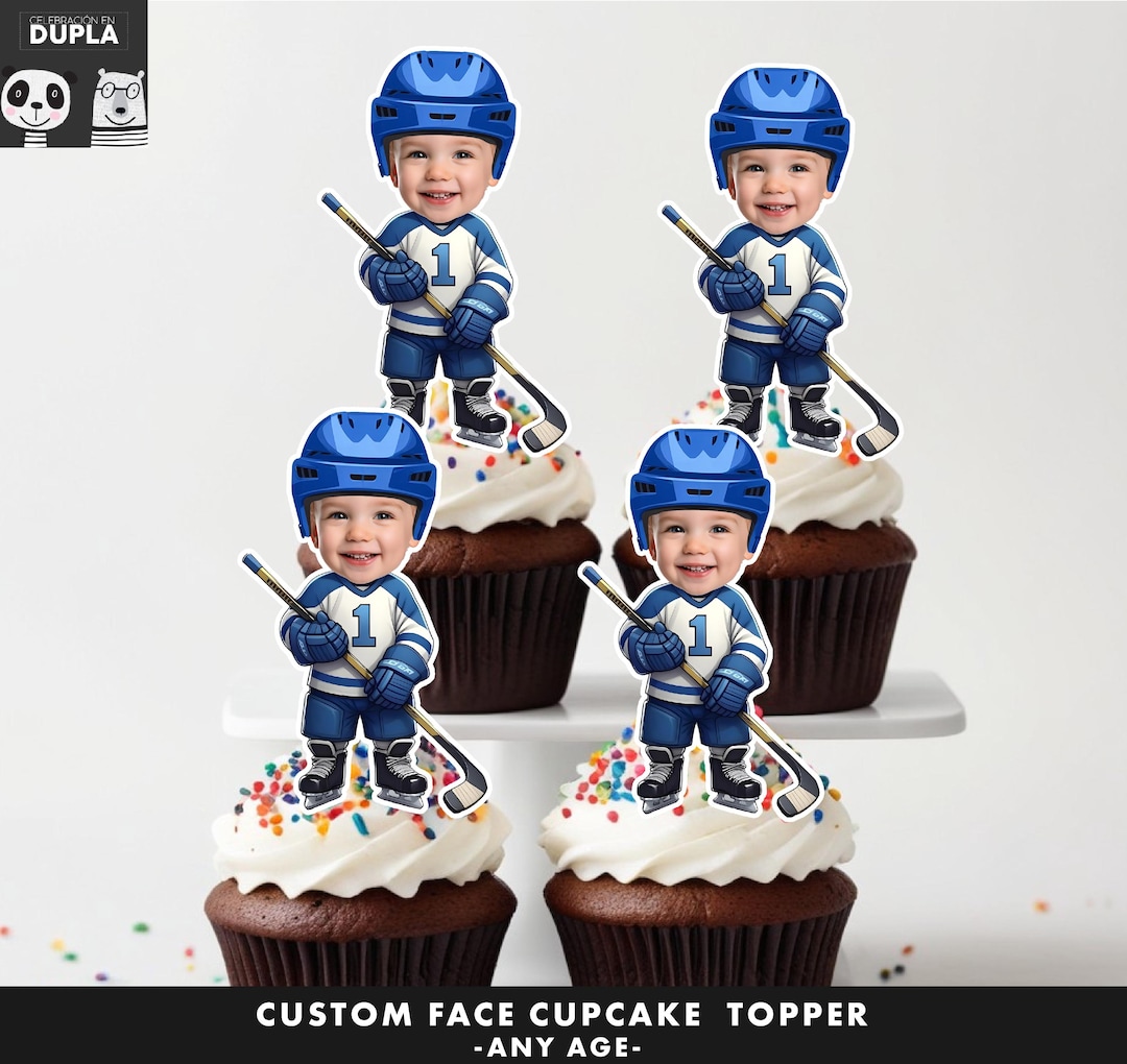 Hockey Cupcake Topper, ijshockey taarttopper, indoor sport cupcake