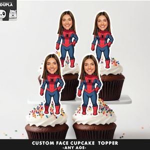 Cupcake Toppers - Face cupcake topper -Custom Face- cupcake Topper- Topper Birthday party