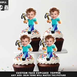 Toppers de Cupcake - Cara cupcake topper -Cara personalizada- cupcake Topper- Topper fiesta de cumpleaños