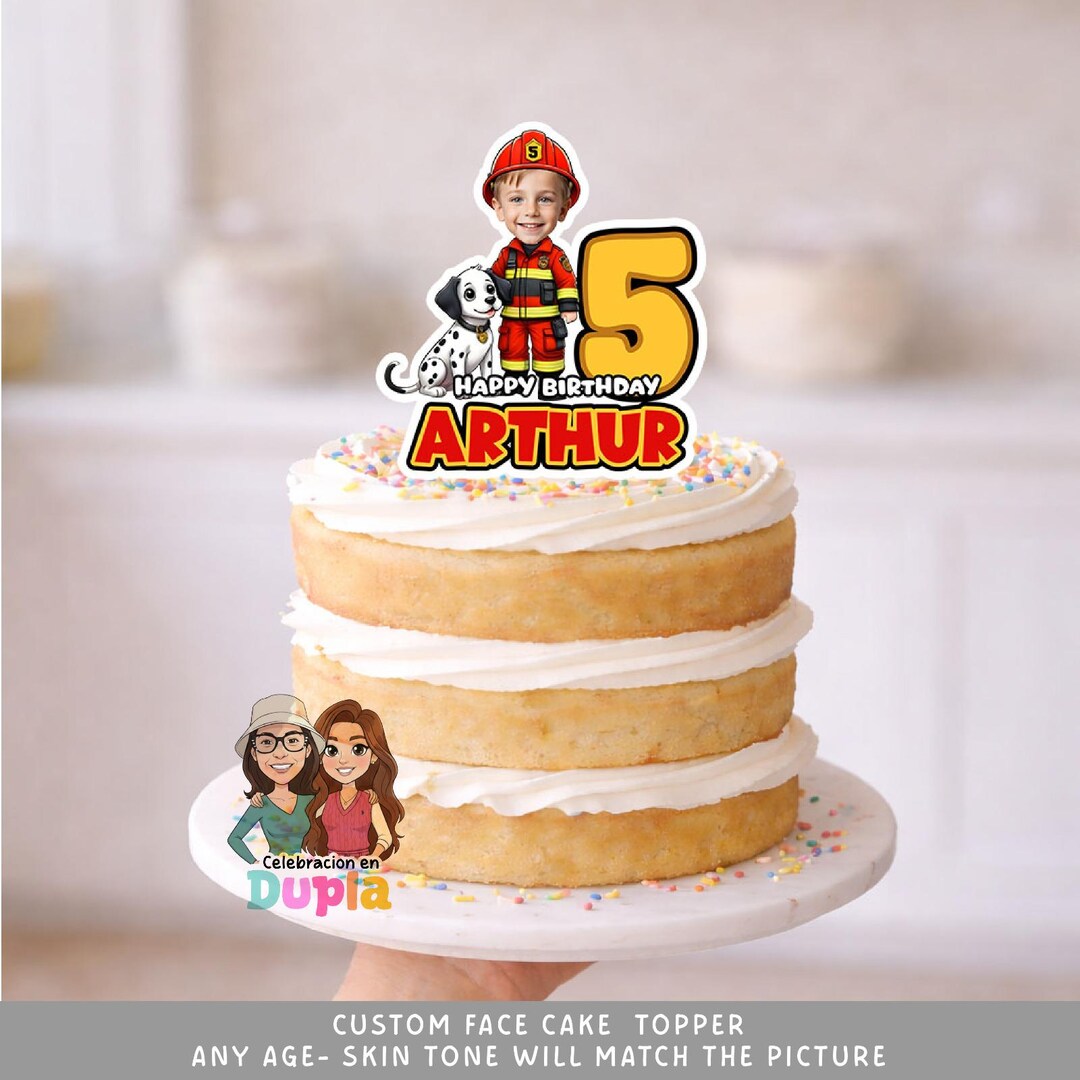 Fire Fighter Topper Firefighter Birthday Cake Topper – Custom Face Hero Theme – Printable ...