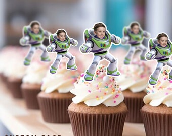 Lightyear cupcake Toppers - Custom Face Photo - cupcake Topper- Birthday party