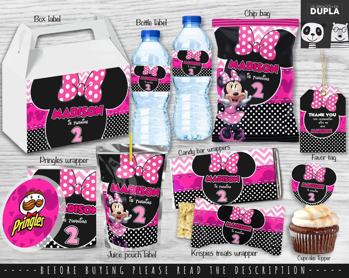 Minnie Mouse Pink Party Bundle Printable Party Bundle Chip - Etsy
