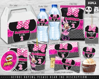 Minnie Mouse pink Party Bundle - printable Party Bundle- chip bag - personalized Party Bundle