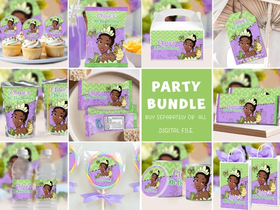 Princess Tiana Party Bundle - printable Party Bundle- chip bag - personalized Party Bundle