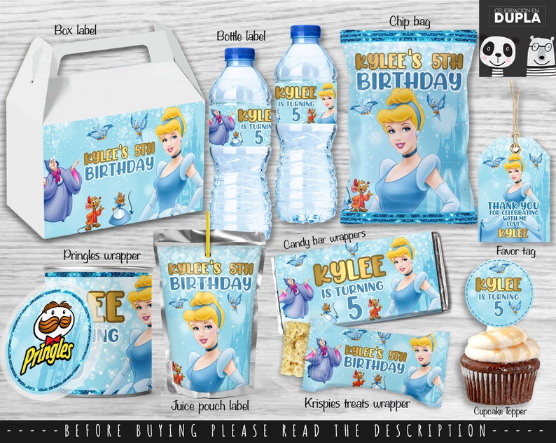 Cinderella Party Bundle Printable Party Bundle Chip Bag Personalized Party Bundle - Etsy