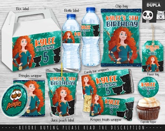 Brave Merida Party Bundle - printable Party Bundle- chip bag - personalized Party Bundle