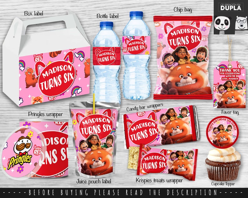 Turning Red Party Bundle Printable Party Bundle Chip Bag - Etsy