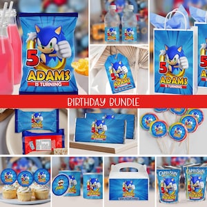 Sonic Party Bundle - Party Bundle imprimable - sac de chips - Party Bundle personnalisé