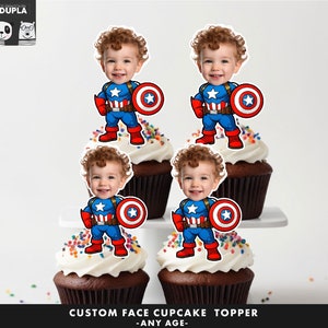 Toppers cupcake - Topper cupcake viso - Faccia personalizzata - Cupcake Topper - Festa di compleanno Topper