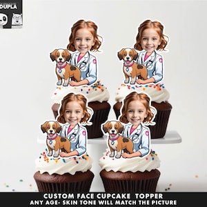 Veterinarian Cupcake Toppers - Face cupcake topper -Custom Face- cupcake Topper- Topper Birthday party
