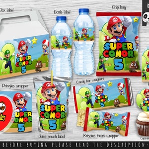 Super Mario Party Bundle - Pacchetto Party stampabile- sacchetto di chip - Pacchetto Party personalizzato