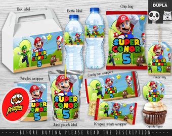 Super Mario Party Bundle - printable Party Bundle- chip bag - personalized Party Bundle