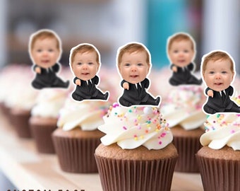 Cupcake Toppers - Custom Face Photo - cupcake Topper- Birthday party