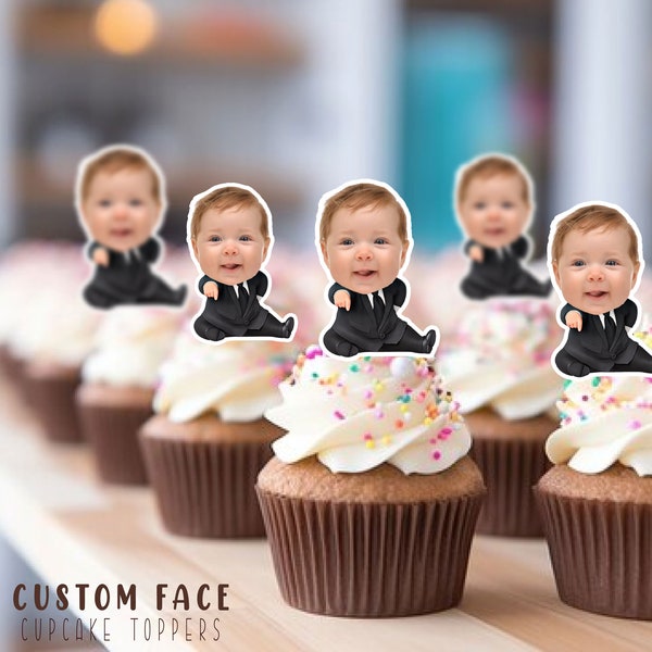 Cupcake Toppers - Custom Face Photo - cupcake Topper- Birthday party