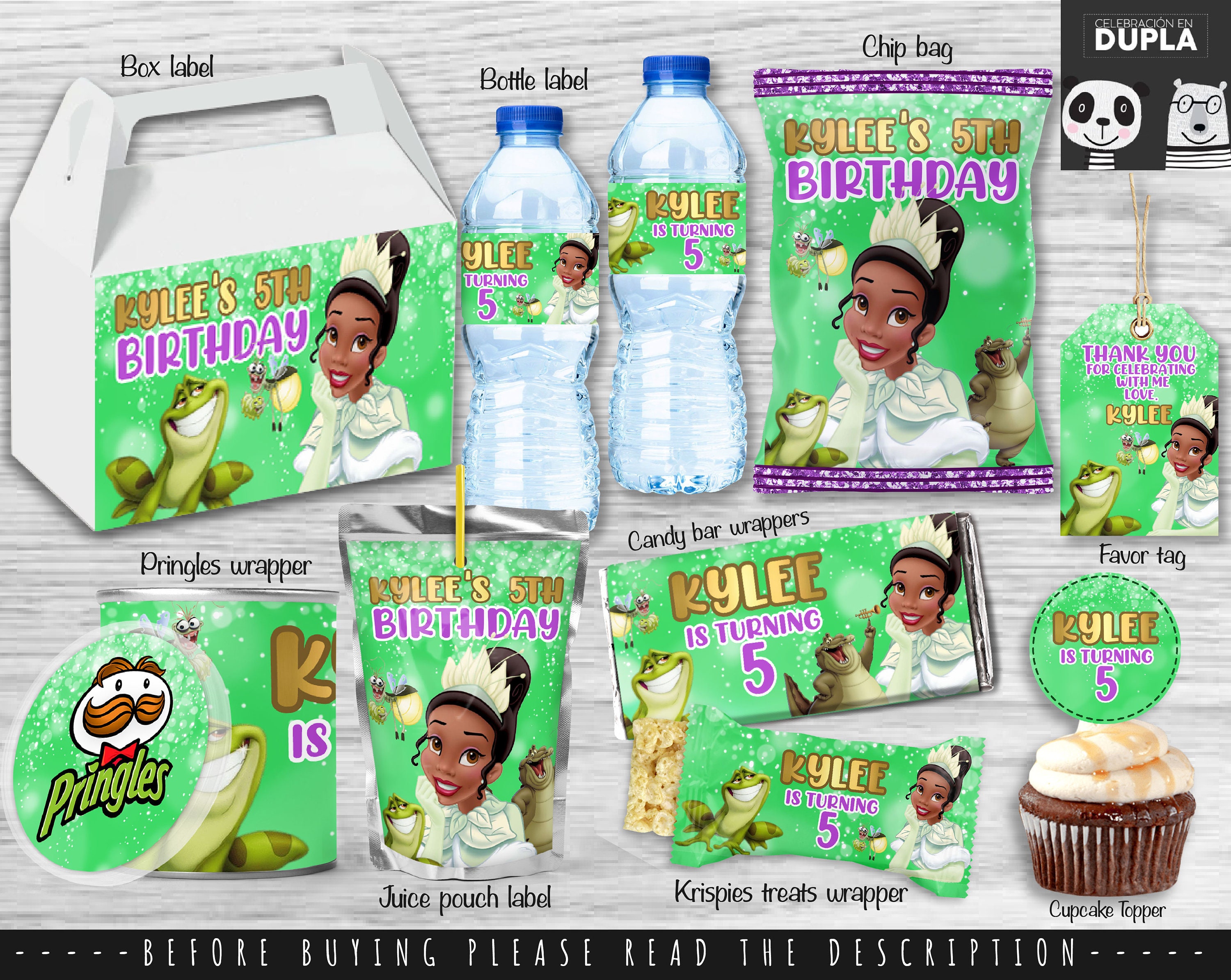 Princess Tiana Party Bundle Printable Party Bundle Chip Bag Personalized Party Bundle - Etsy