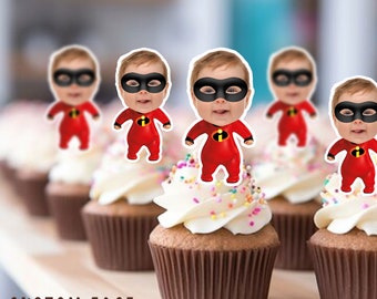 Cupcake Toppers - Custom Face Photo - cupcake Topper- Birthday party