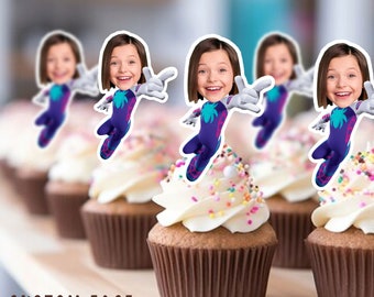 Cupcake Toppers - Custom Face Photo - cupcake Topper- Birthday party