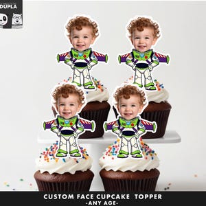 Lightyear Cupcake Toppers - Face cupcake topper -Custom Face- cupcake Topper- Topper Birthday party