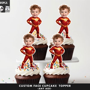 Cupcake Toppers - Cara cupcake topper -Cara personalizada- cupcake Topper- Topper fiesta de cumpleaños