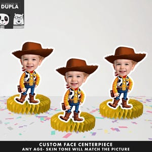 Centrotavola Cowboy - Centrotavola Viso - Viso Personalizzato - Centrotavola Stampabile - Centrotavola a Nido d'Ape