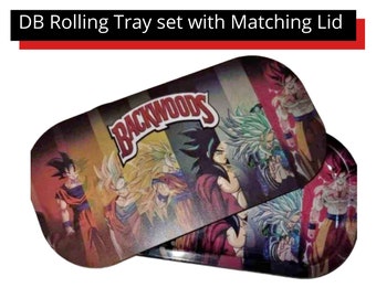 Premium Rolling Tray Ashtray Magnetic Lid Dragon Ball Z Goku W Matching Grinder Premium Rolling Tray Ashtray Magnetic Lid Dragon Ball Z Goku W Matching Grinder