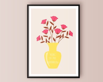 Feminist Print, Feminism Art Print, Female Empowerment Print, Feminism Encourages, Feminist Poster Pink, Gift For Her, Patriarchy Tears