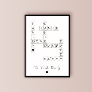Impresión personalizada de apellidos, Impresión de scrabble, Impresión de azulejos de carta familiar personalizada, Nombres de familia, Impresión personalizada, Impresión familiar, Azulejo de mármol