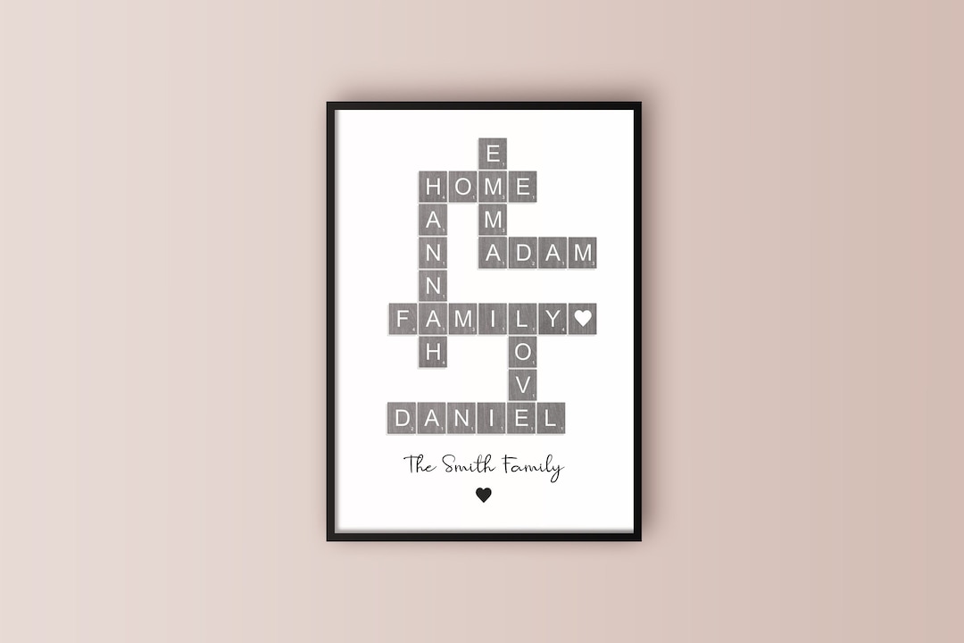 Personalised Family Name Print, Scrabble Print, Custom Family Letter ...