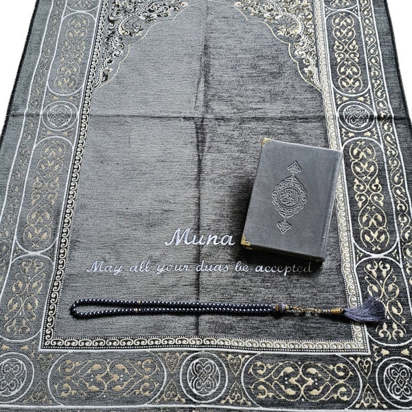 Alfombra de oración de terciopelo personalizada Tasbeh Alfombra personalizada Aniversario Parejas Housewarming Ramadán Eid Hajj Día de San Valentín Día del Padre de la Madre Regalo