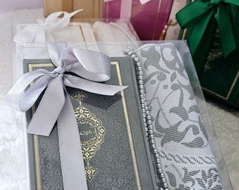 Quran Gift Set: Prayer Rug, Tasbih, Faux Leather Quran