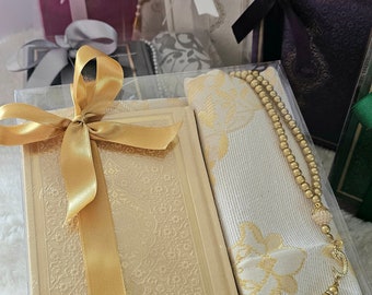 Engraved Quran Gift Set, Prayer Rug, Tasbih, Islamic Wedding Gift