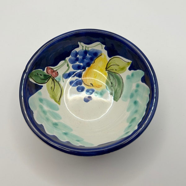 Bowl Marked Firenze, with Beautiful Fruit, Hand-Painted Made in Italy