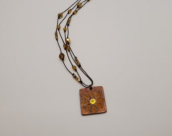 Cute Vintage Cookie Lee Copper Tone Necklace with Daisy Embellishment 90's-Y2K Fashion Jewelry