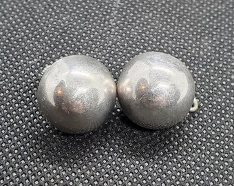 Two Pairs of Vintage Silver Dome Earrings, One Small, One Larger