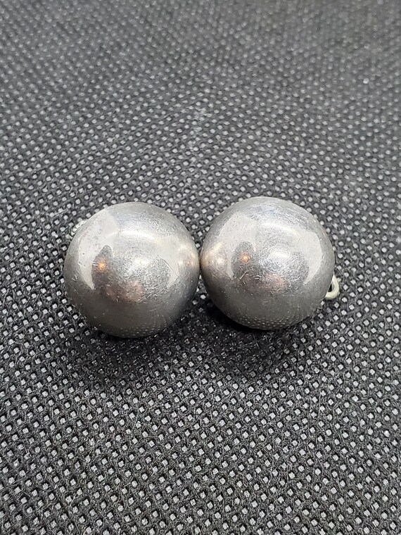 Two Pairs of Vintage Silver Dome Earrings, One Sma