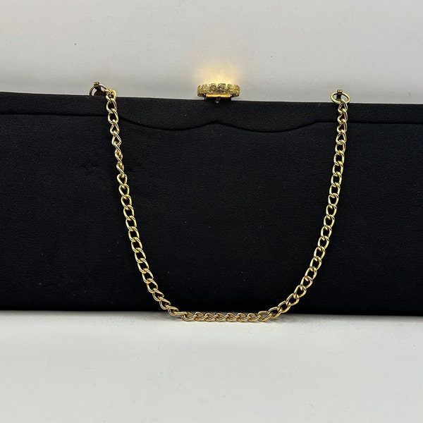 Vintage 50's Black CMS Evening Handbag, with Gold Tone Hardware, In As Is Condition, Please Refer to Photos