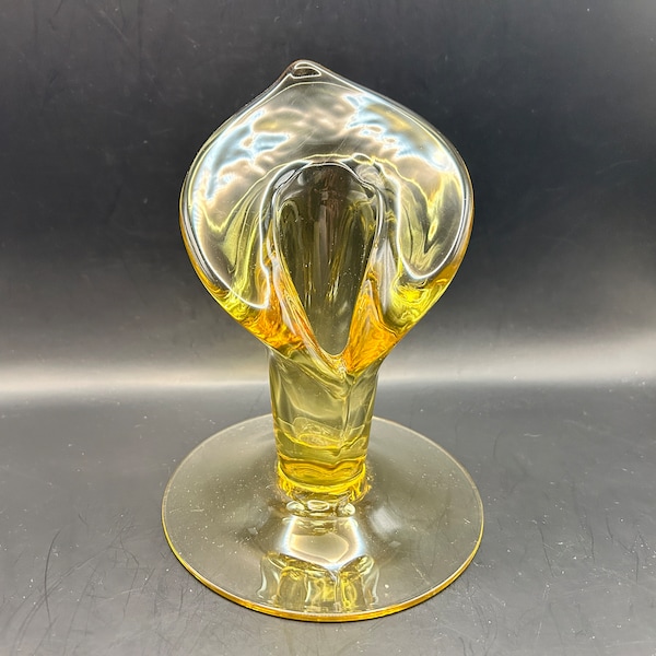 Cambridge Glass Calla Lily Candleholder, Beautiful Amber Glass