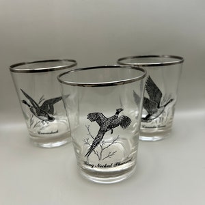 LoBall Game Bird Glasses, Set of 3, Some Wear on the Silver