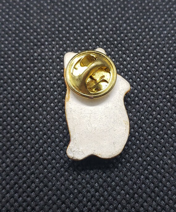 Vintage Pin Back Ginger Cat Pin, Lapel Pin, Ceram… - image 4