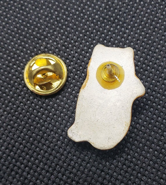 Vintage Pin Back Ginger Cat Pin, Lapel Pin, Ceram… - image 5