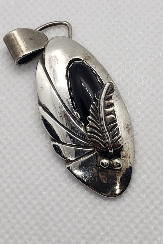Vintage Navajo Sterling Silver and Onyx Mid-Centur