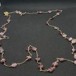 Vintage Purple Handmade Glass Beaded Necklace, Lovely Condition image 1