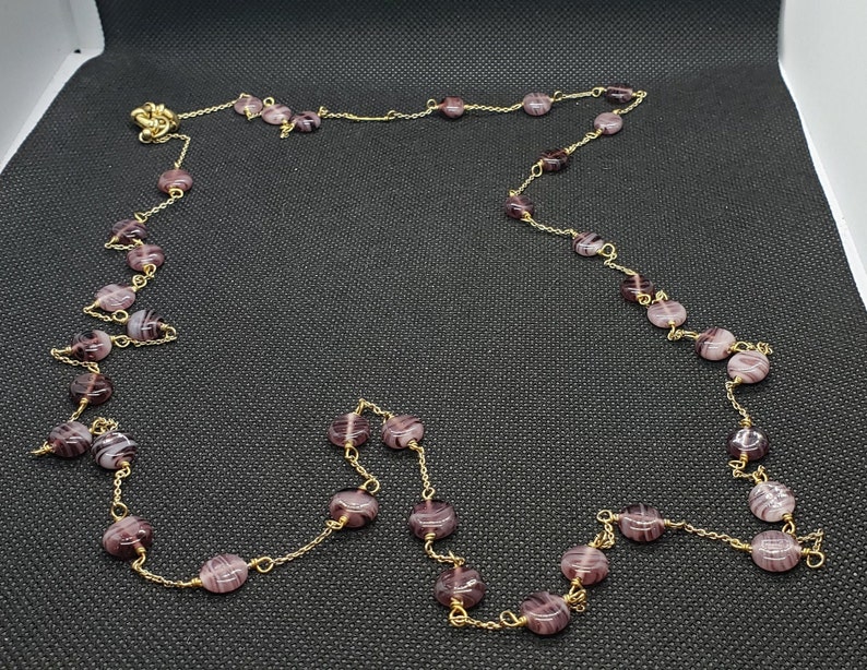 Vintage Purple Handmade Glass Beaded Necklace, Lovely Condition image 1