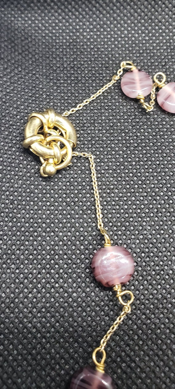 Vintage Purple Handmade Glass Beaded Necklace, Lo… - image 3